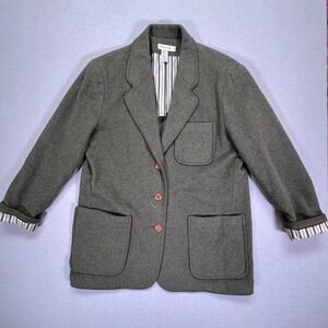 Ann Taylor Womens Wool‎ Blend Blazer Jacket Olive Green Size M